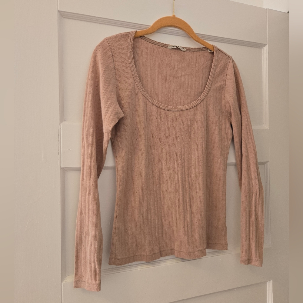Doen Pink Ribbed Fitted Blouse